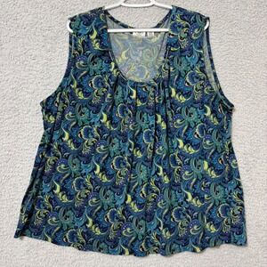 Boho Paisley Blouse Flowy Sleeveless Top Casual Plus Size 26/28W Pleated
